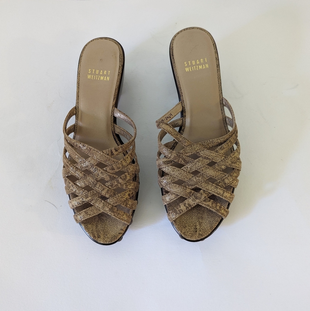 Stuart Weizmann Woven Slip On Sandals - image 1
